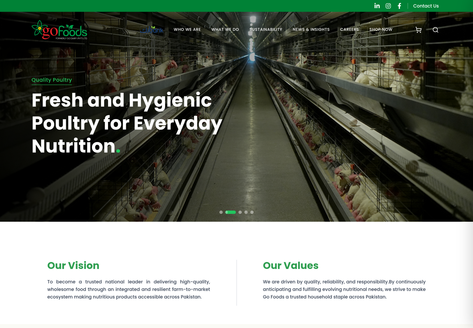 GO Foods website homepage